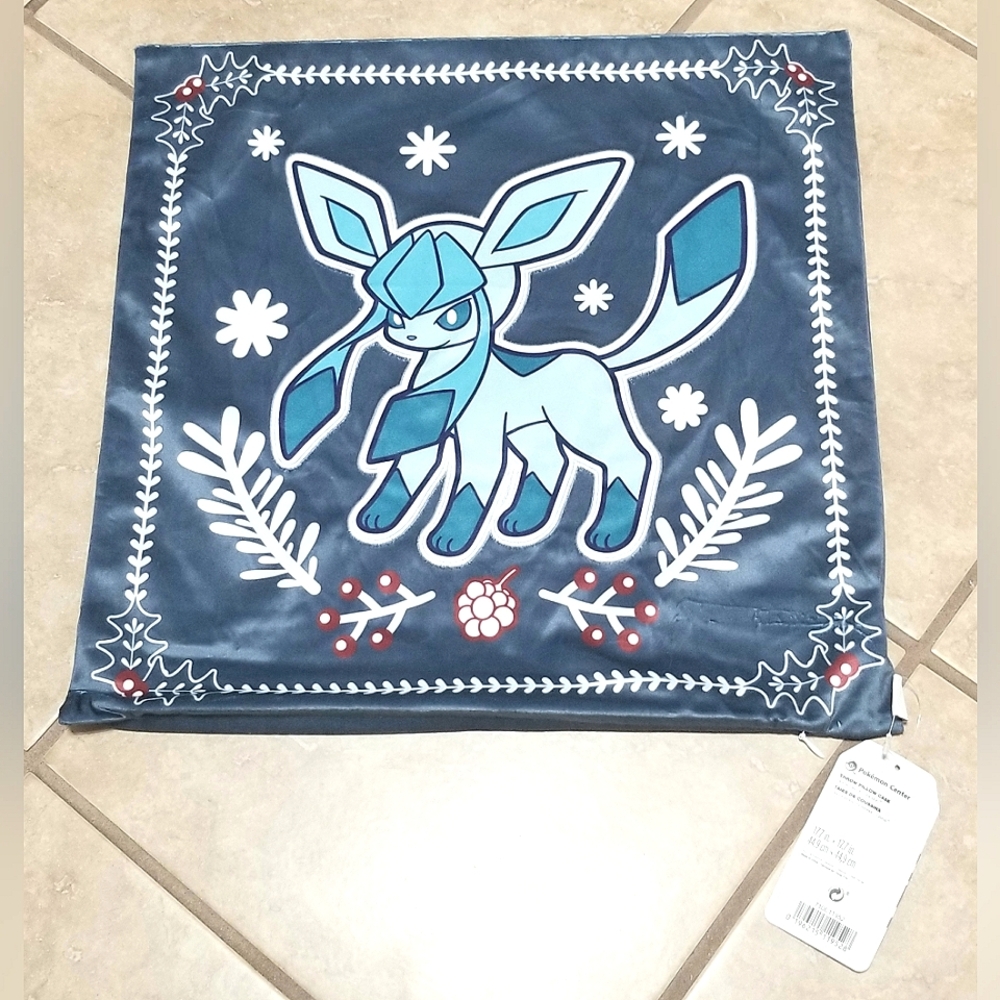 Pokemon Center Glaceon Blue Throw Pillow Case